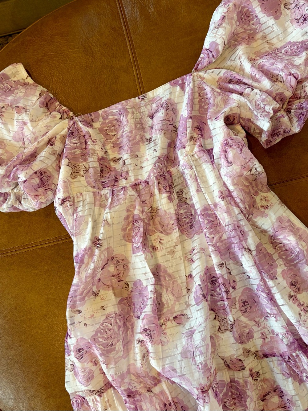 Storia Lilac Floral Puff Sleeve Sundress - Picture 2 of 8